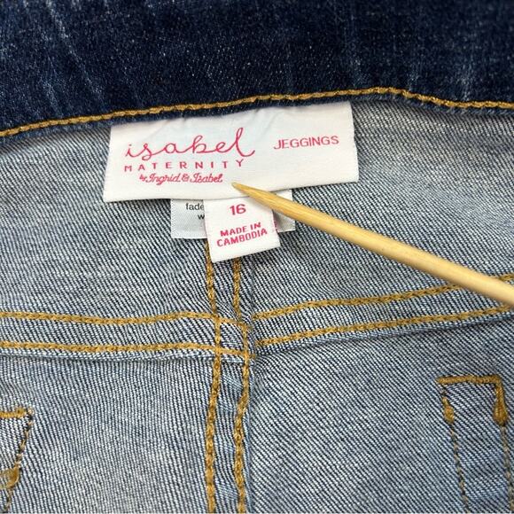 Isabel Maternity Distressed Denim Jeggings Ankle Length Size 16 - Picture 3 of 8